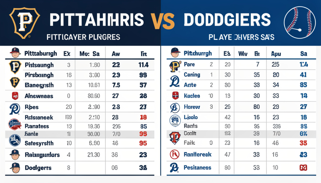 pittsburgh pirates vs dodgers match player stats